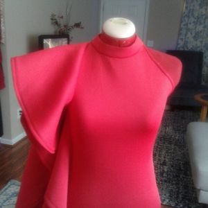 Red bodycon knit dress